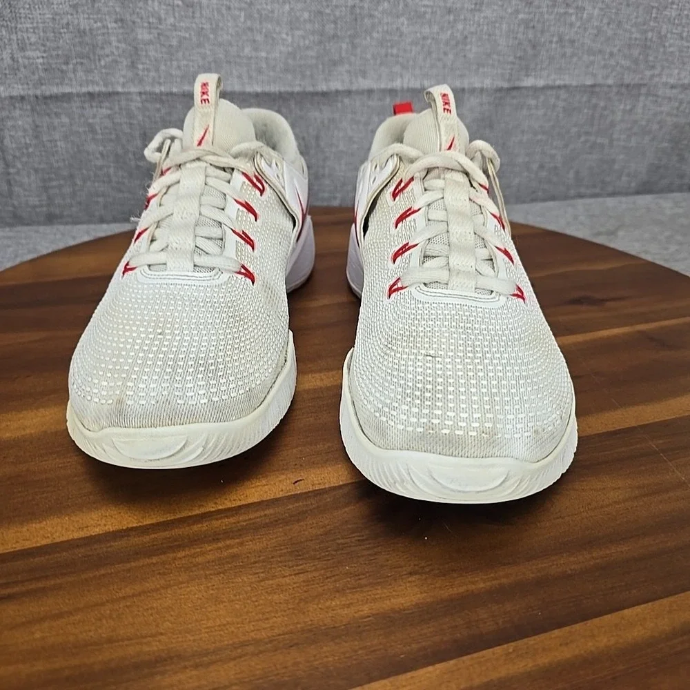 Nike Men's Cream Athletic Shoes with Red Swoosh